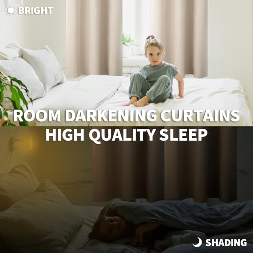 BGment Champagne Curtains 63 Inch Long - Wedding & Party Backdrop Drapes Elegant Room Darkening Thermal Insulated Window Treatments for Birthday Home Decor, Set of 2 Panels, 42 x 63 Inch